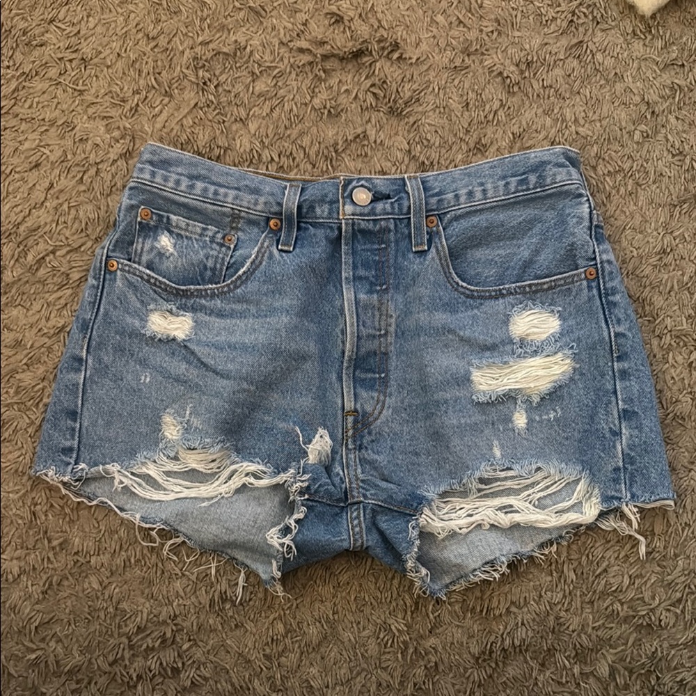 Levi 501s Distressed Denim Shorts
